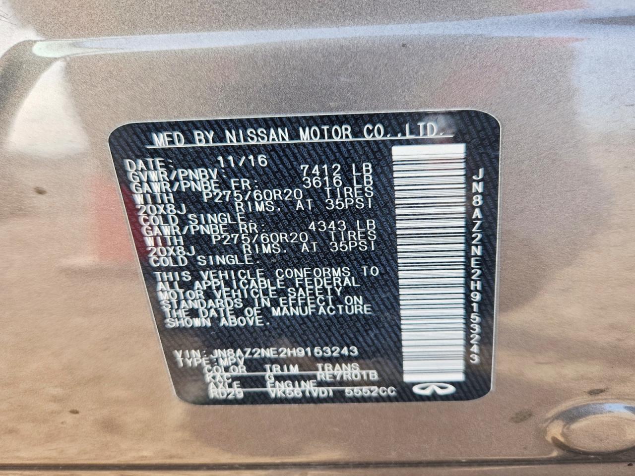 2017 INFINITI QX80 BASE photo 34