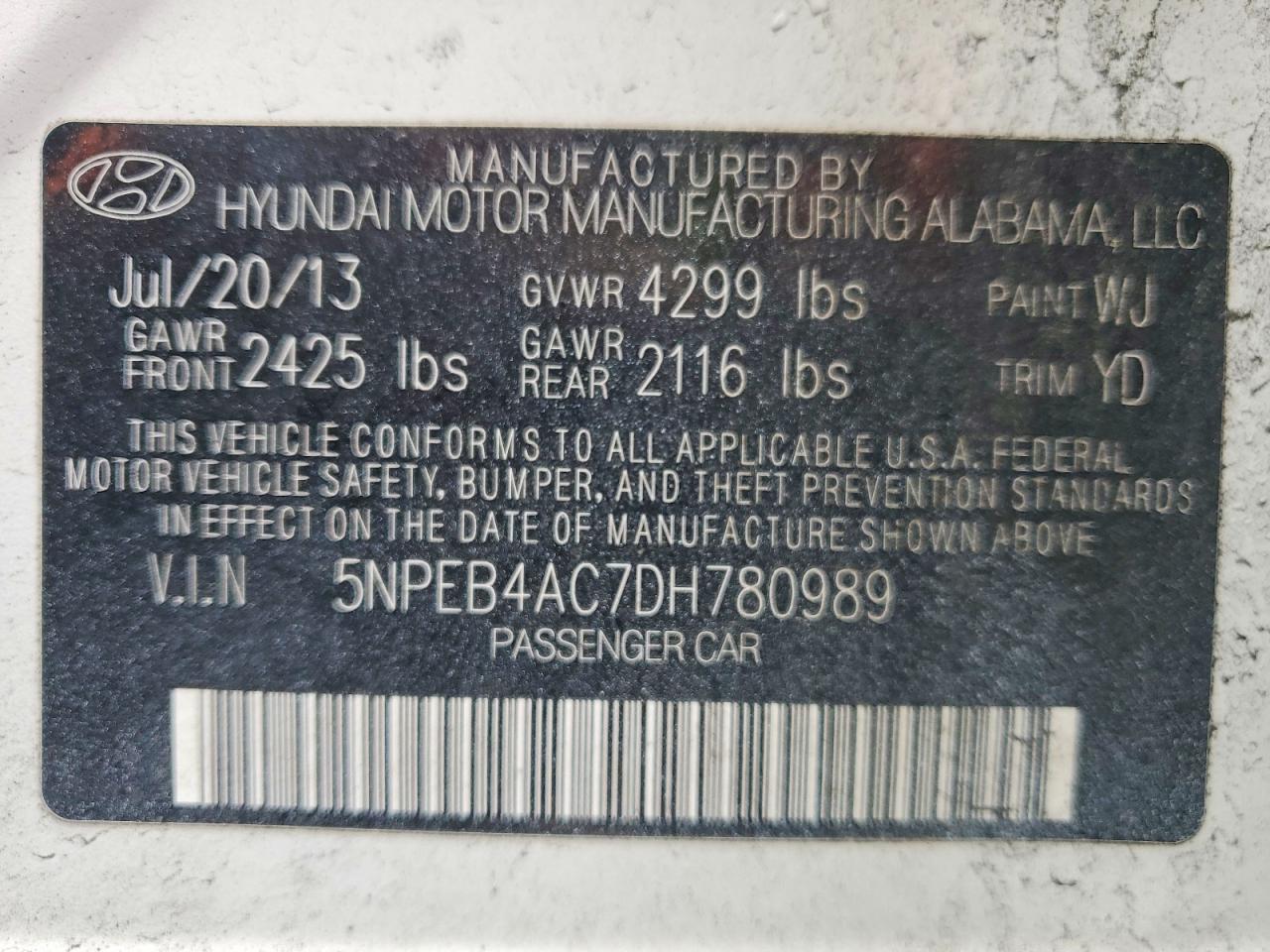 2013 HYUNDAI SONATA GLS photo 25