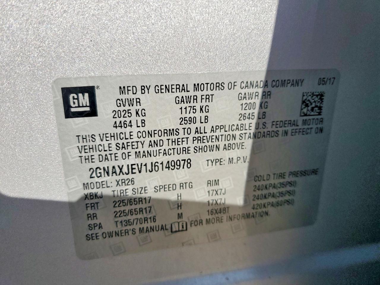 2018 CHEVROLET EQUINOX LT photo 14