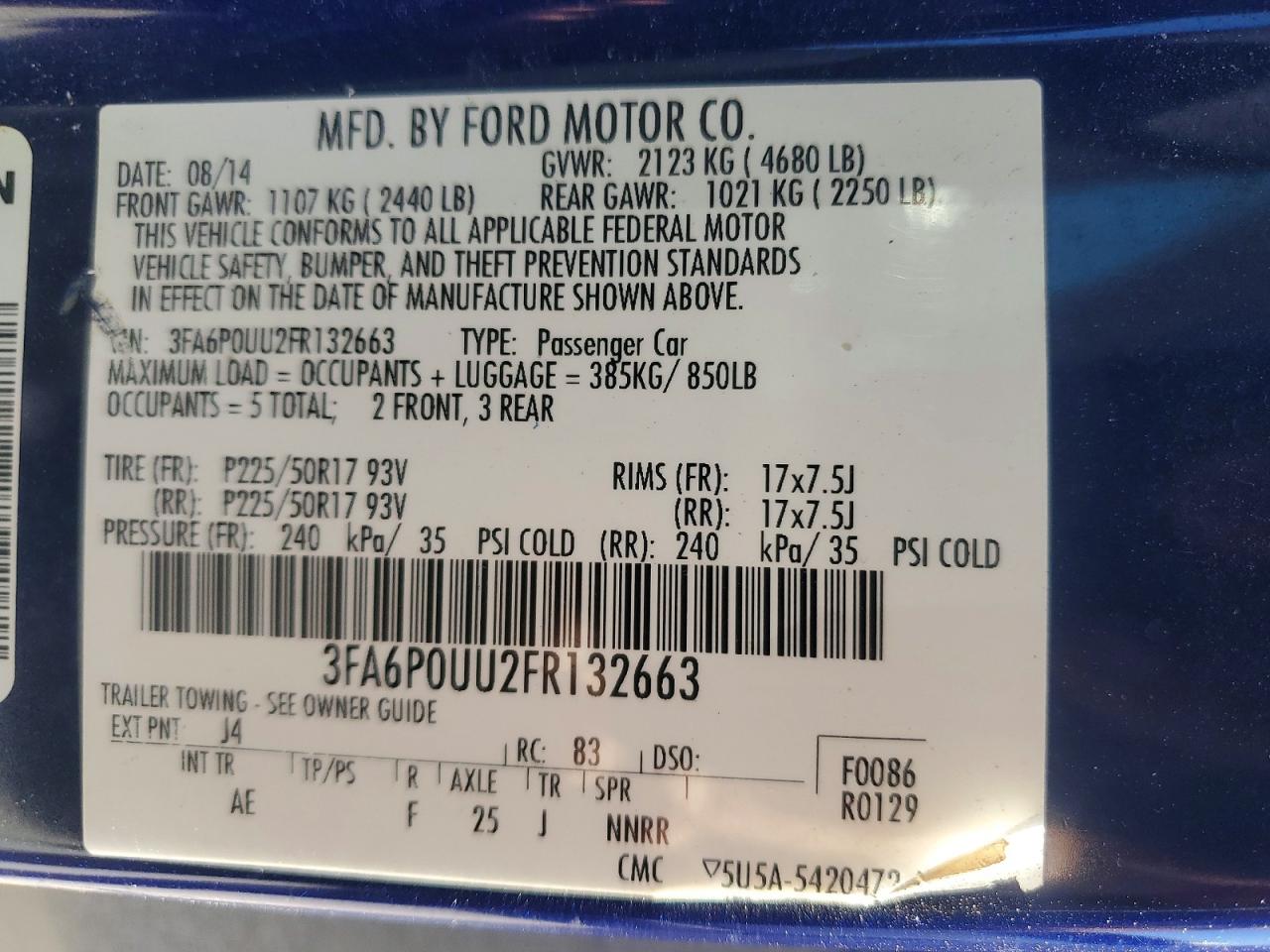 2015 FORD FUSION S HYBRID photo 25