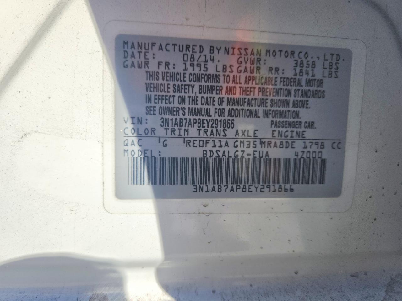 2014 NISSAN SENTRA SL photo 13