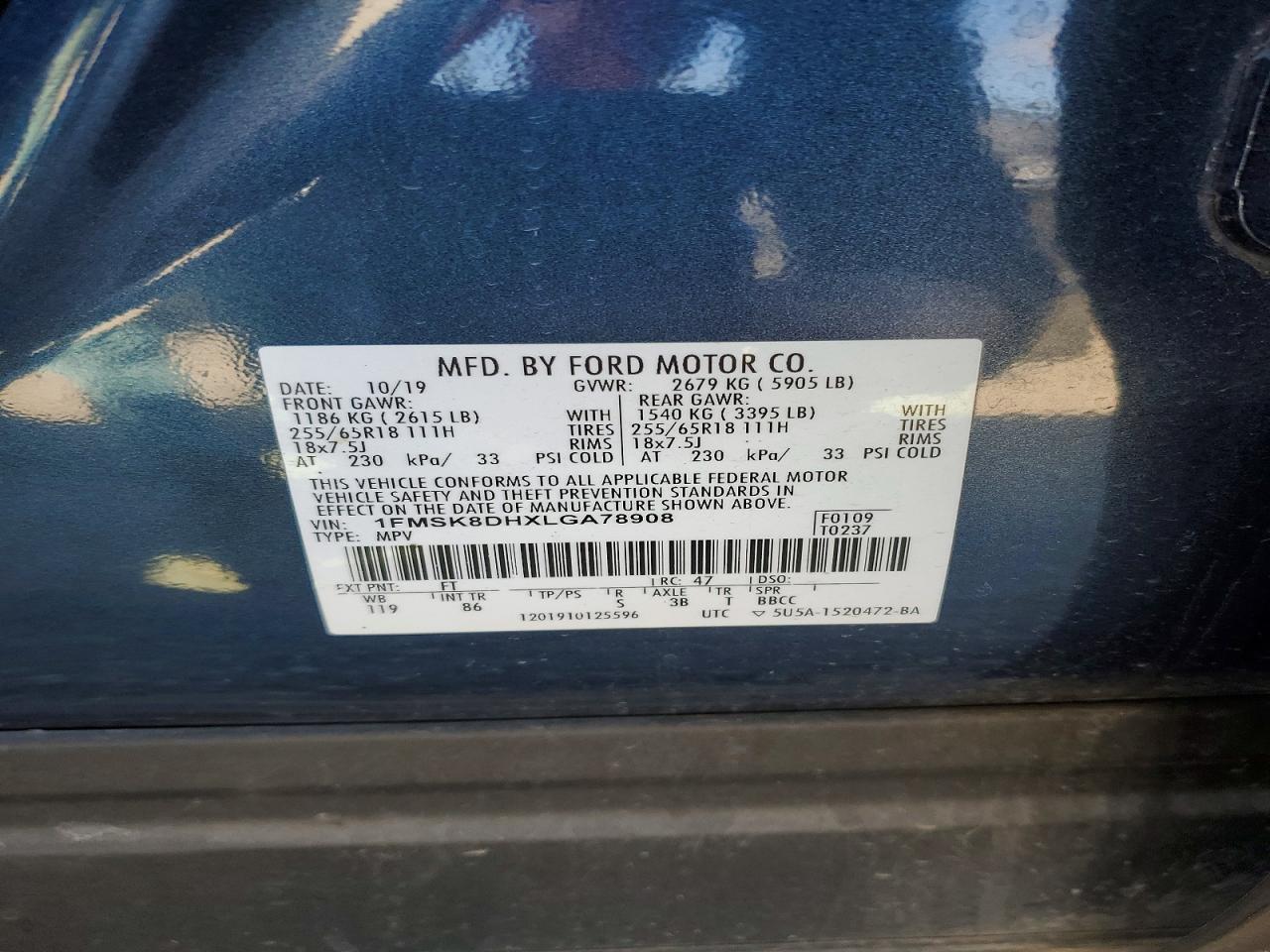 2020 FORD EXPLORER XLT photo 25