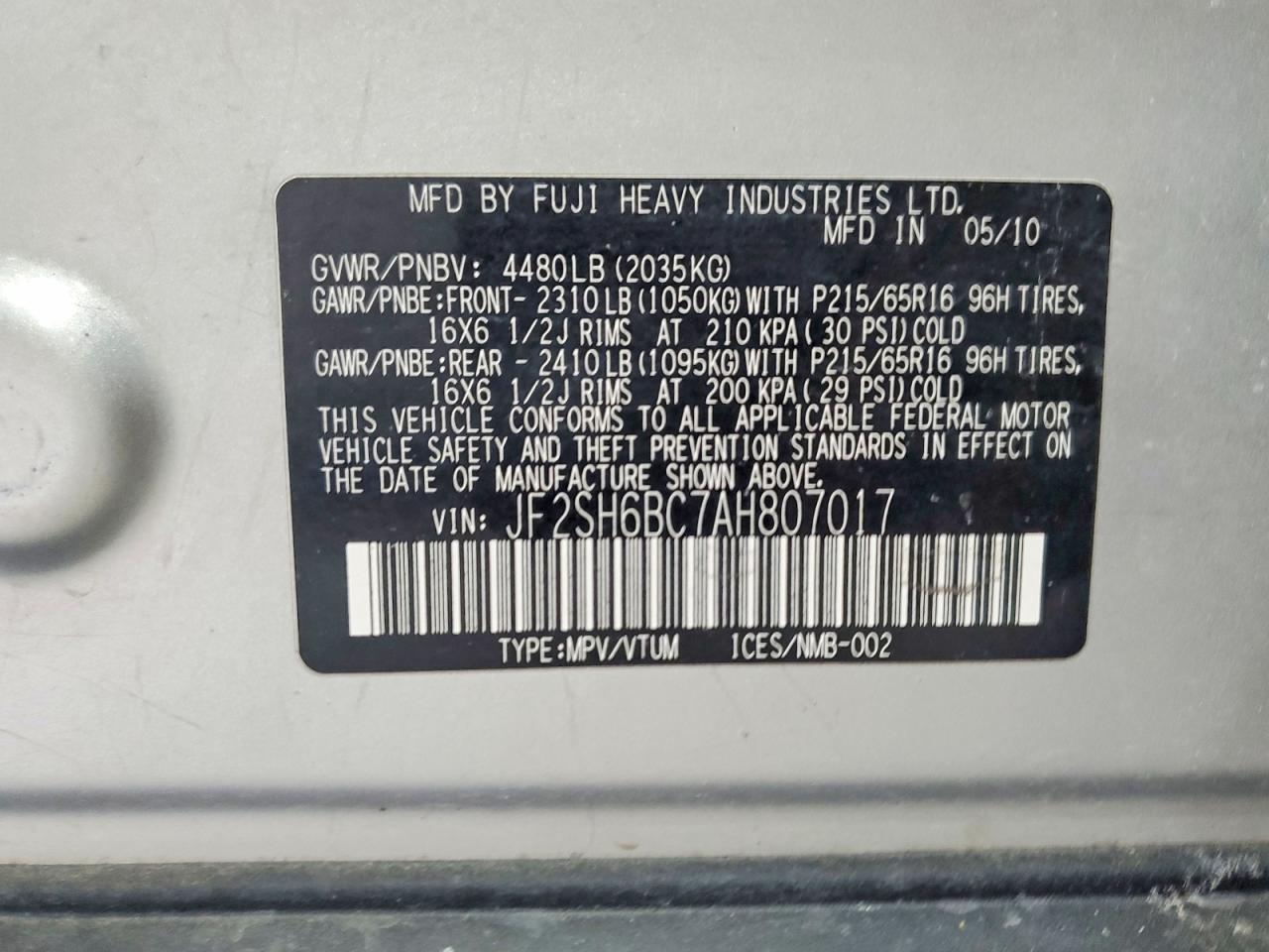 2010 SUBARU FORESTER XS photo 49