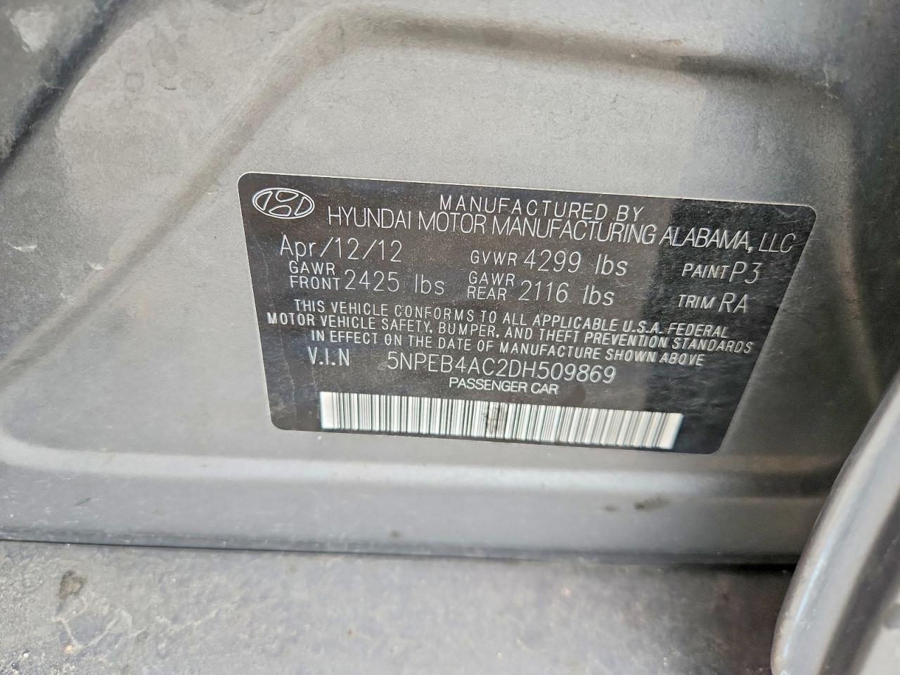 2013 HYUNDAI SONATA GLS photo 13