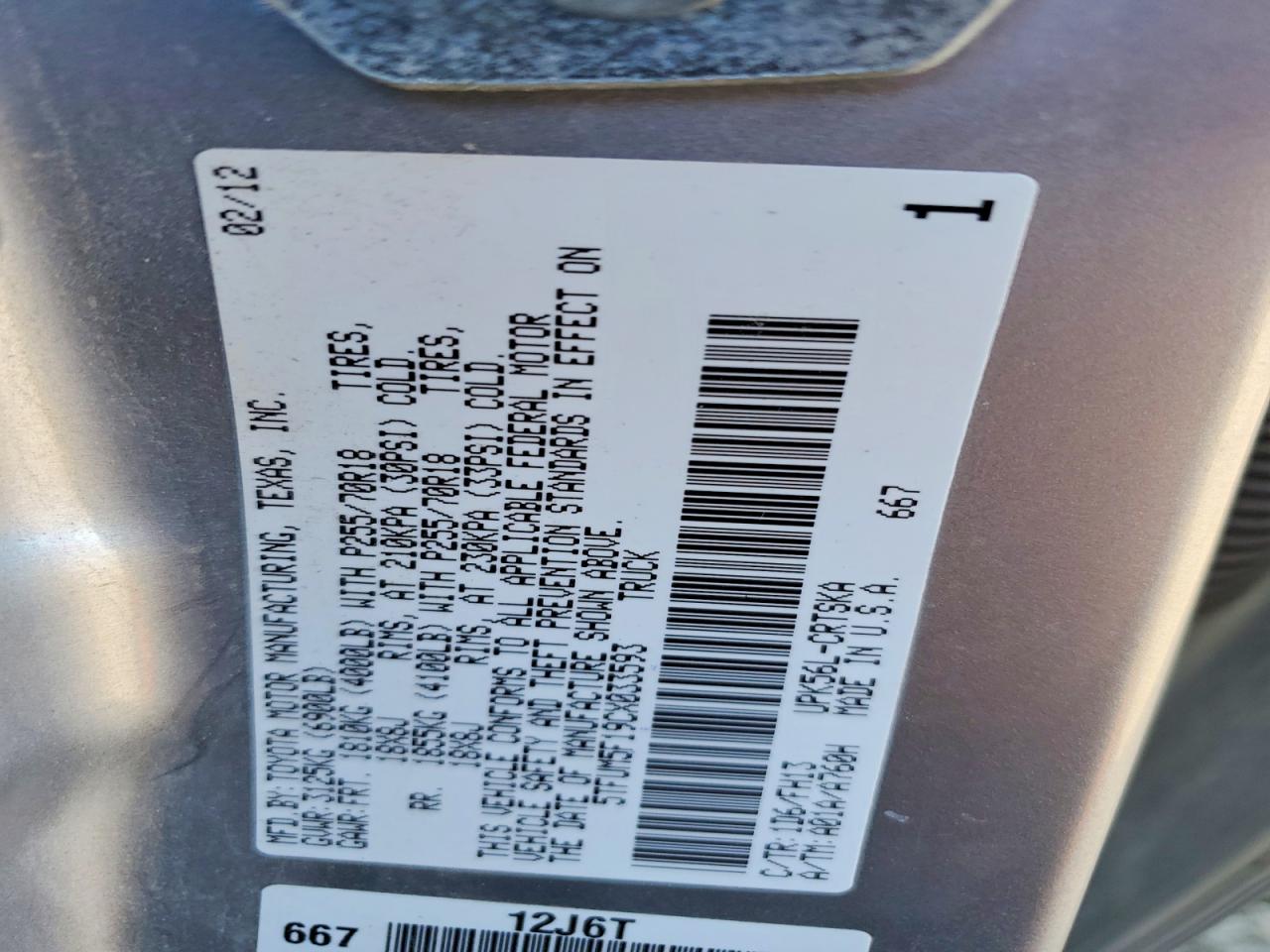 2012 TOYOTA TUNDRA DOUBLE CAB SR5 photo 12