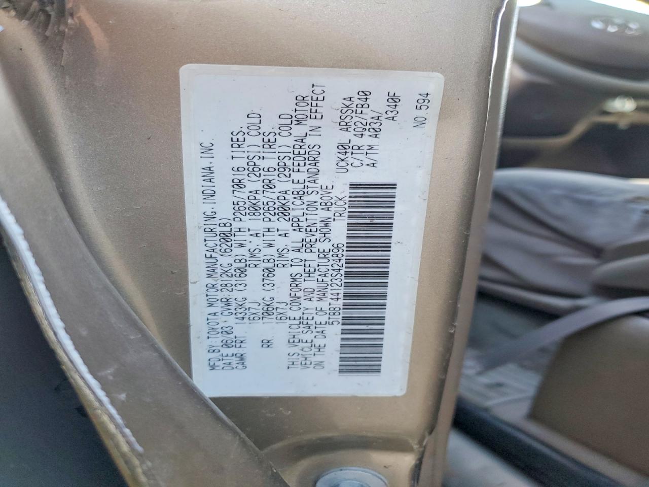 2003 TOYOTA TUNDRA SR5 photo 12