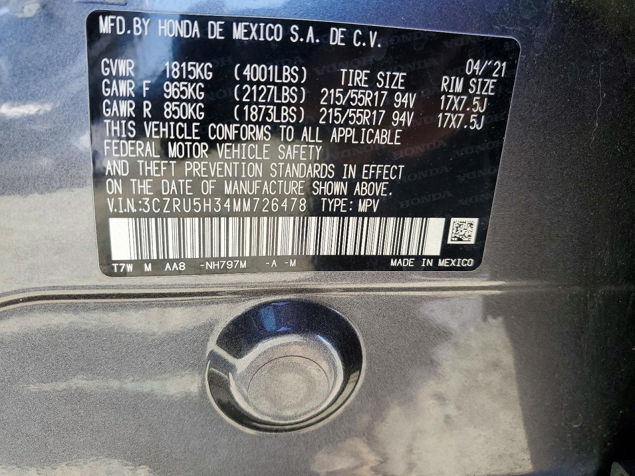 2021 HONDA HR-V LX photo 13
