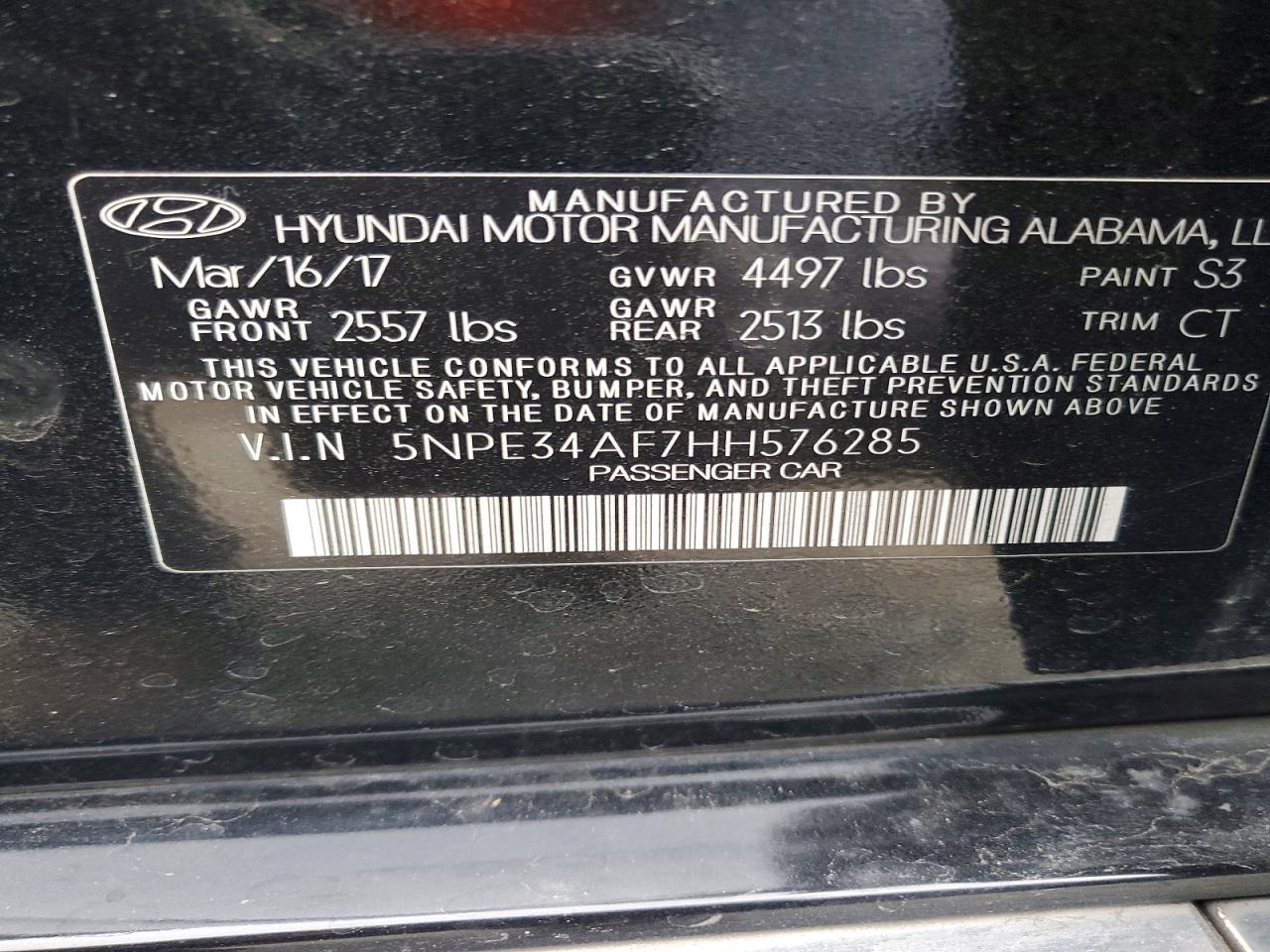 2017 HYUNDAI SONATA SPORT photo 12