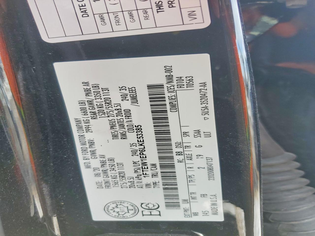 2020 FORD F150 SUPERCREW photo 12