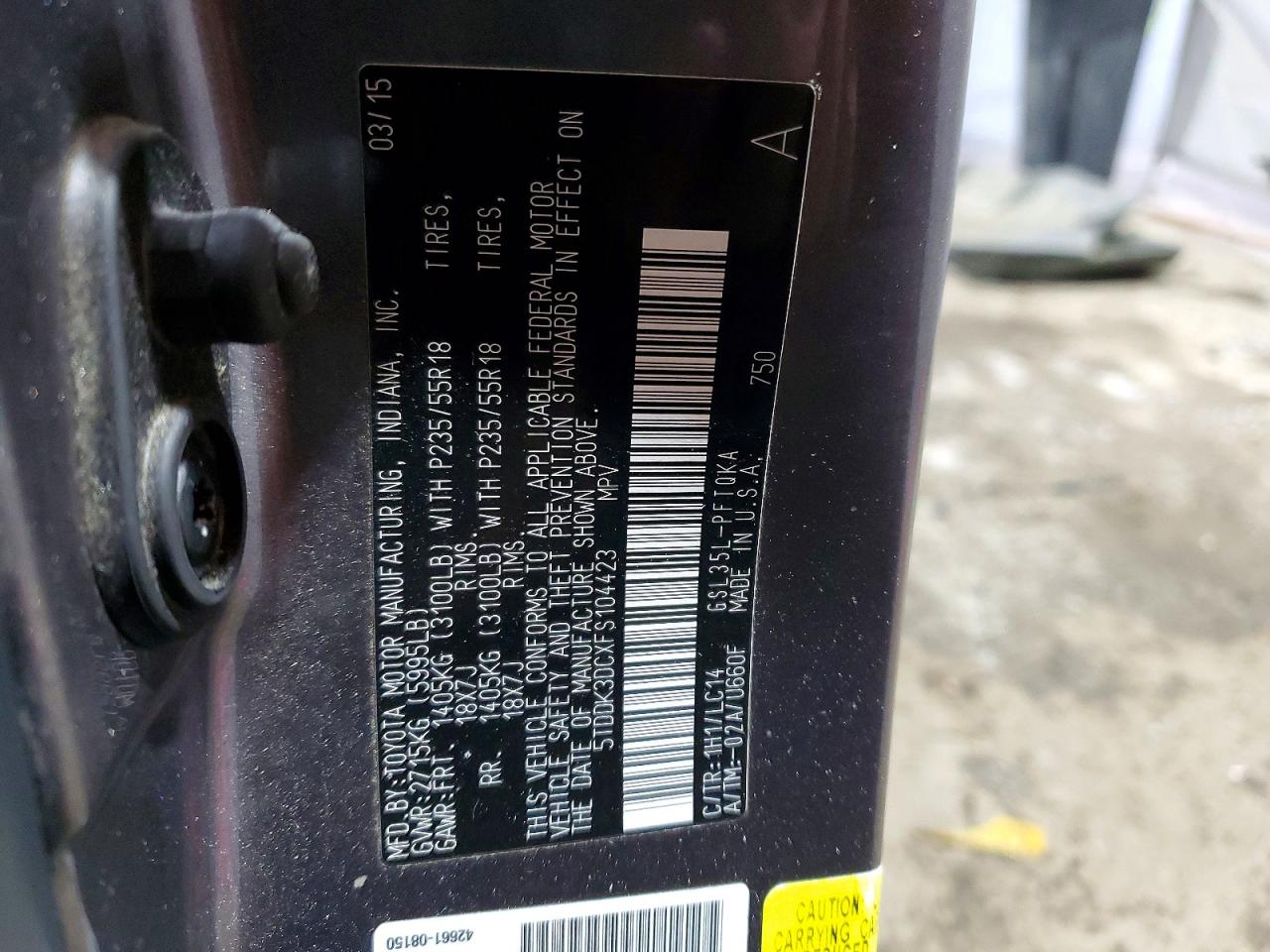 2015 TOYOTA SIENNA XLE photo 14