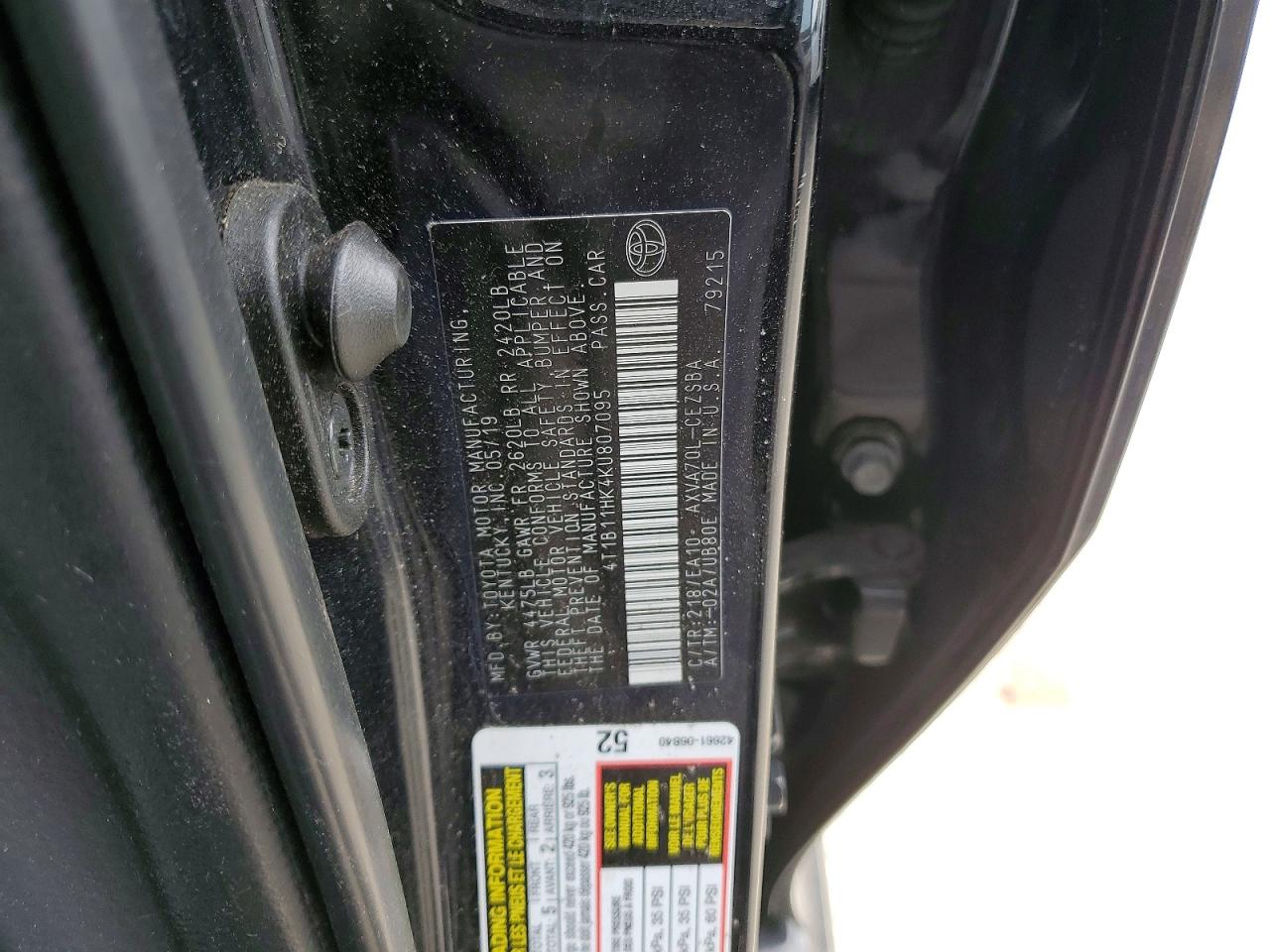 2019 TOYOTA CAMRY L photo 45