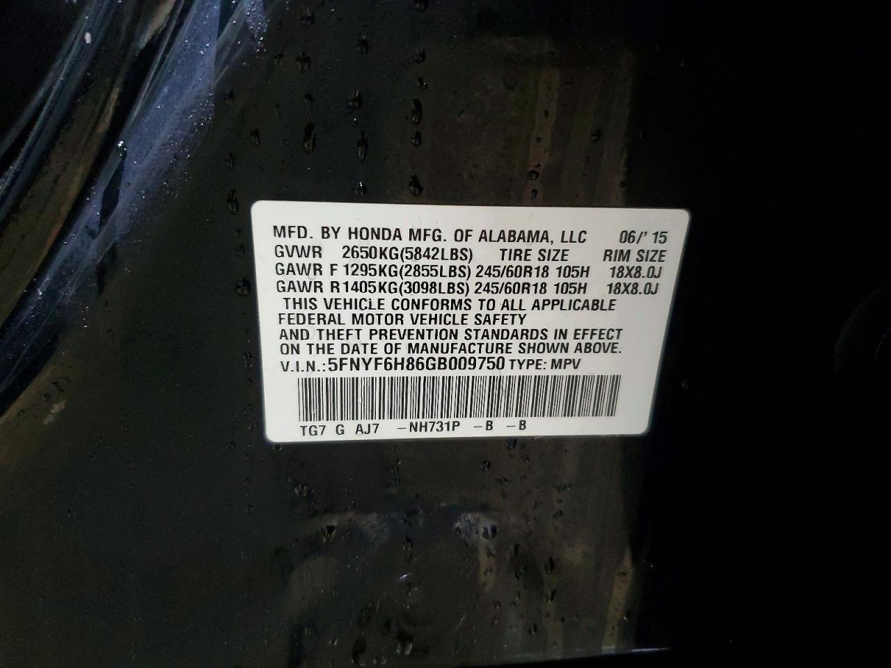2016 HONDA PILOT EXL photo 34