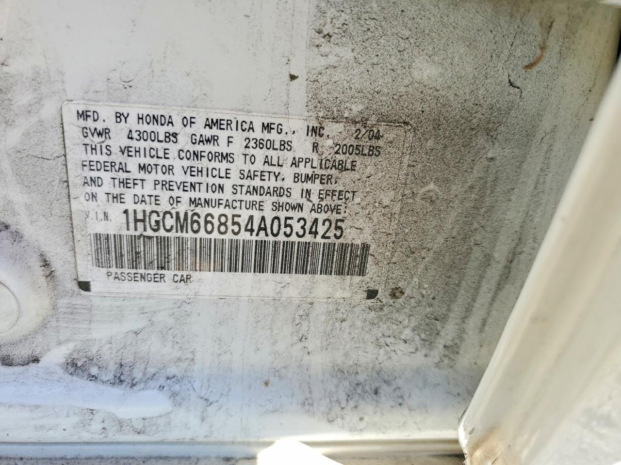 2004 HONDA ACCORD photo 34