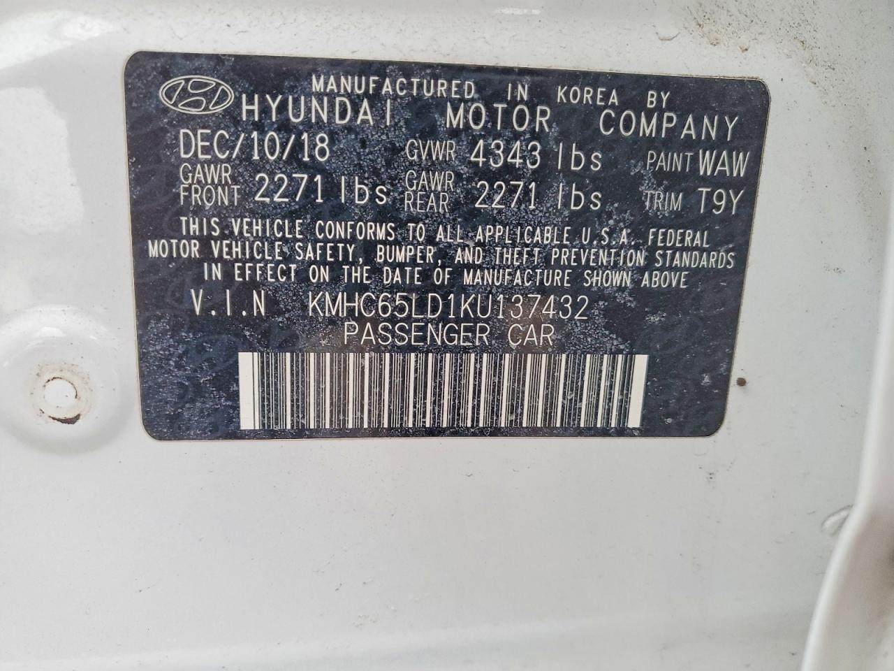 2019 HYUNDAI IONIQ photo 12