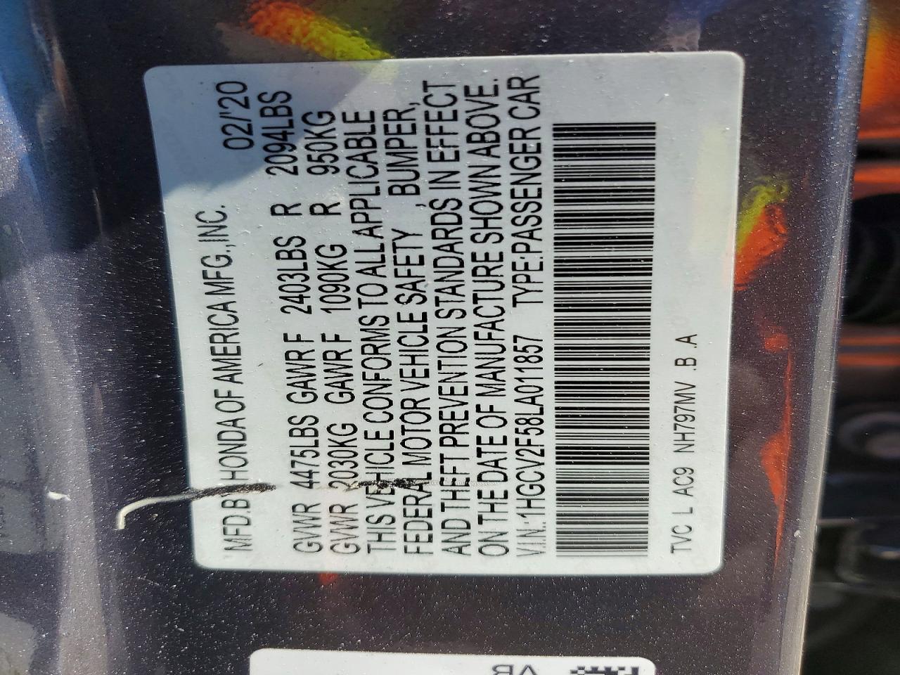 2020 HONDA ACCORD EXL photo 25