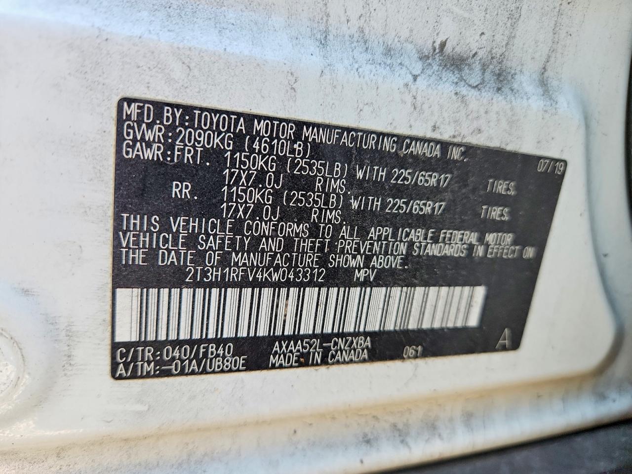 2019 TOYOTA RAV4 LE photo 13