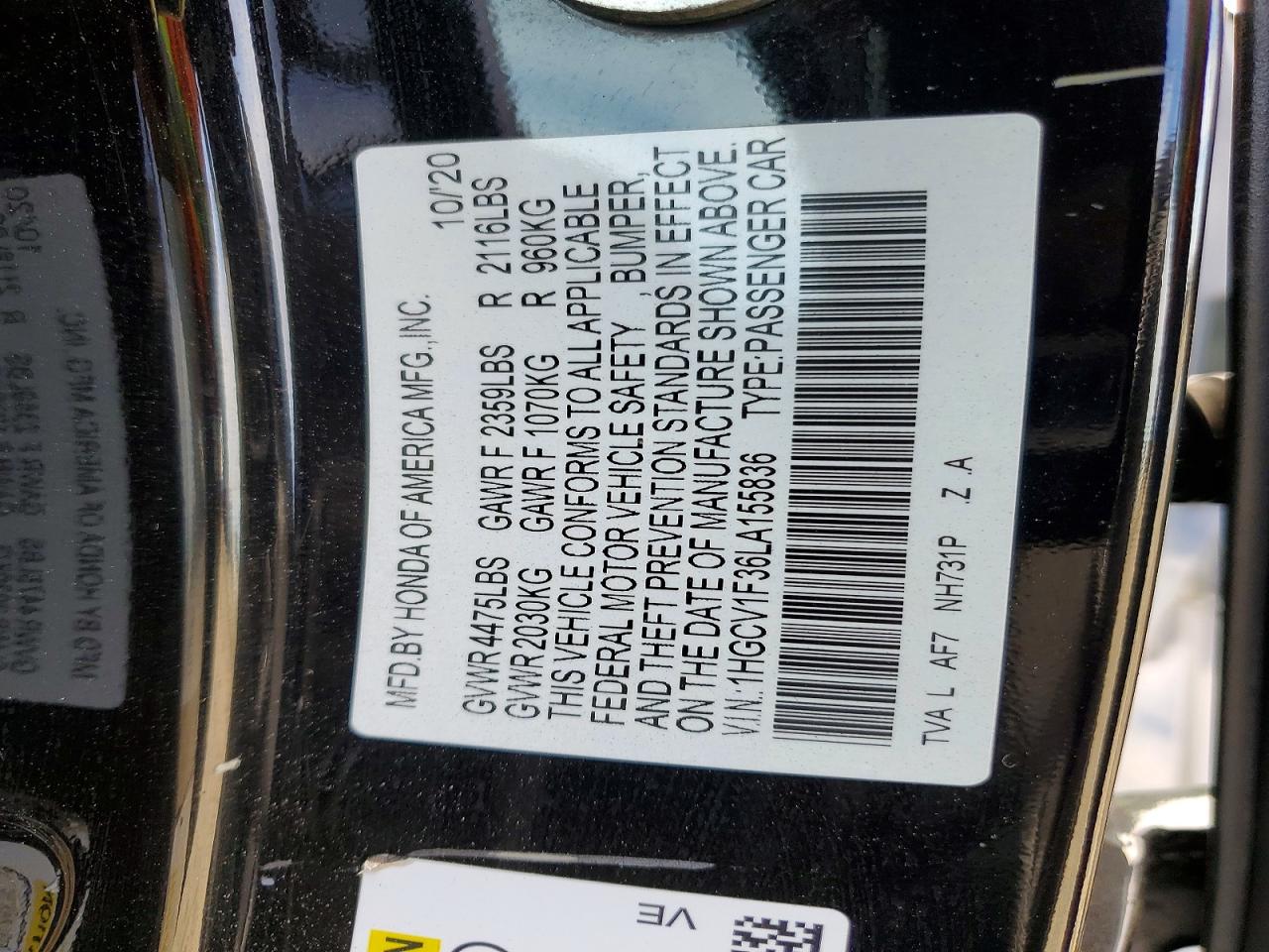 2020 HONDA ACCORD SPORT photo 25