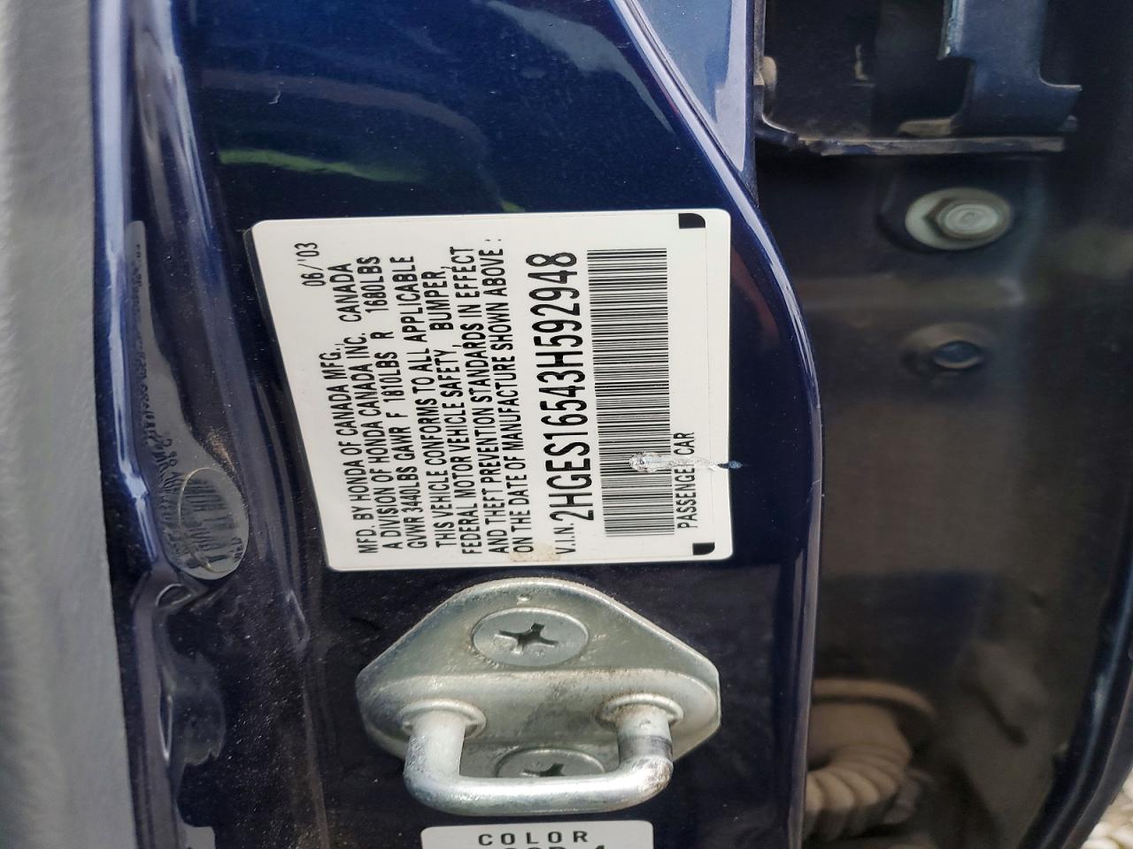 2003 HONDA CIVIC LX photo 12