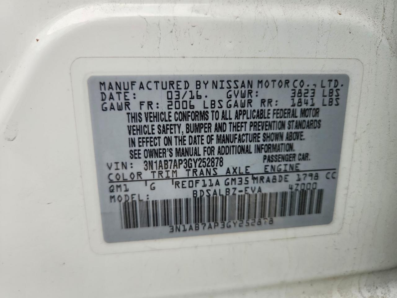 2016 NISSAN SENTRA S photo 12