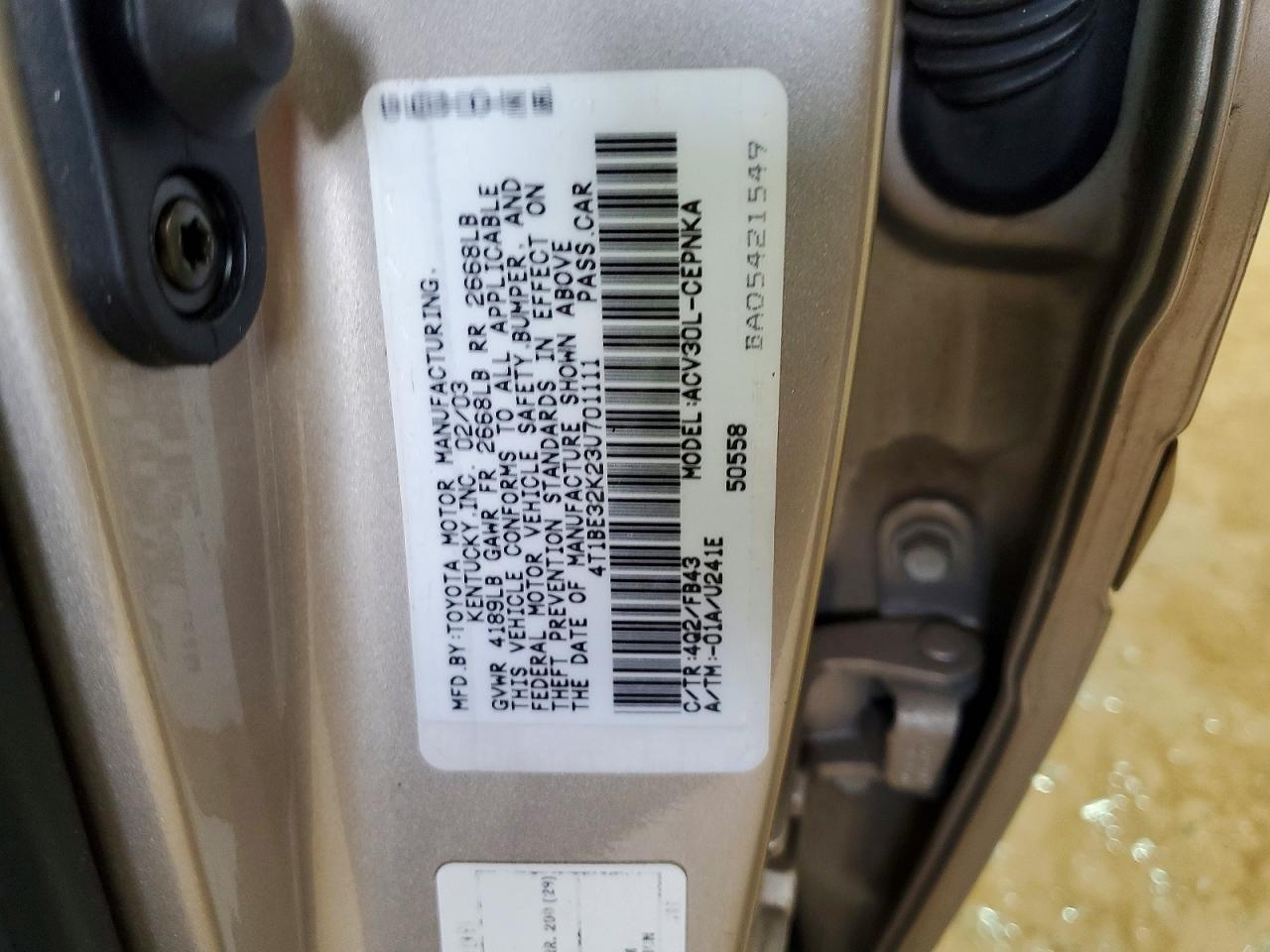 2003 TOYOTA CAMRY LE photo 23