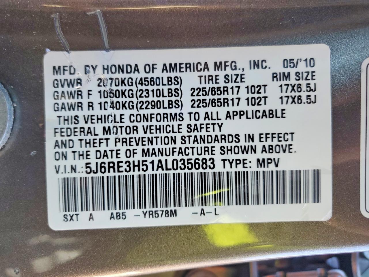 2010 HONDA CR-V EX photo 13
