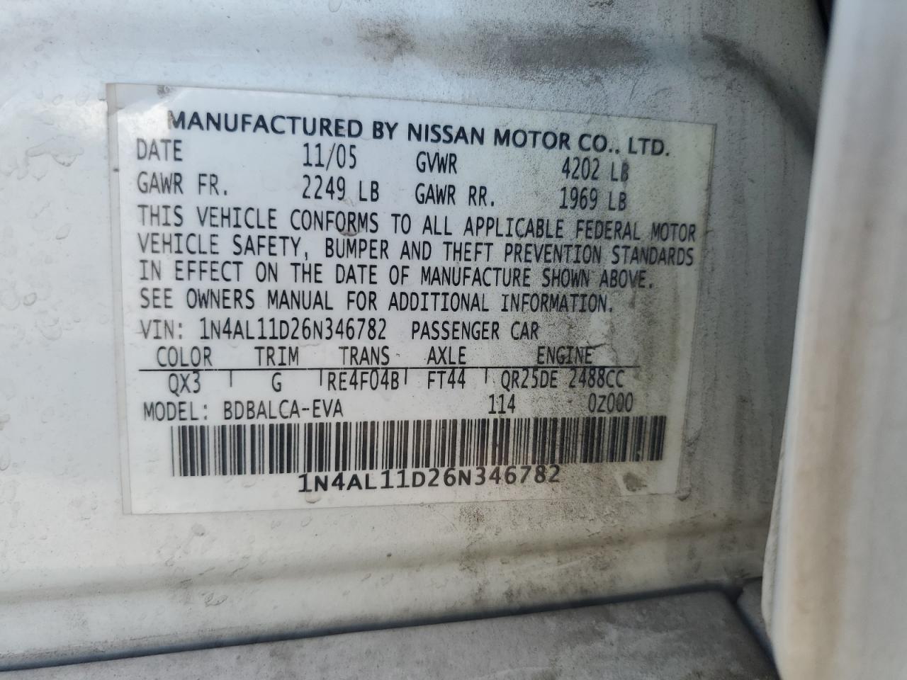 2006 NISSAN ALTIMA S photo 34