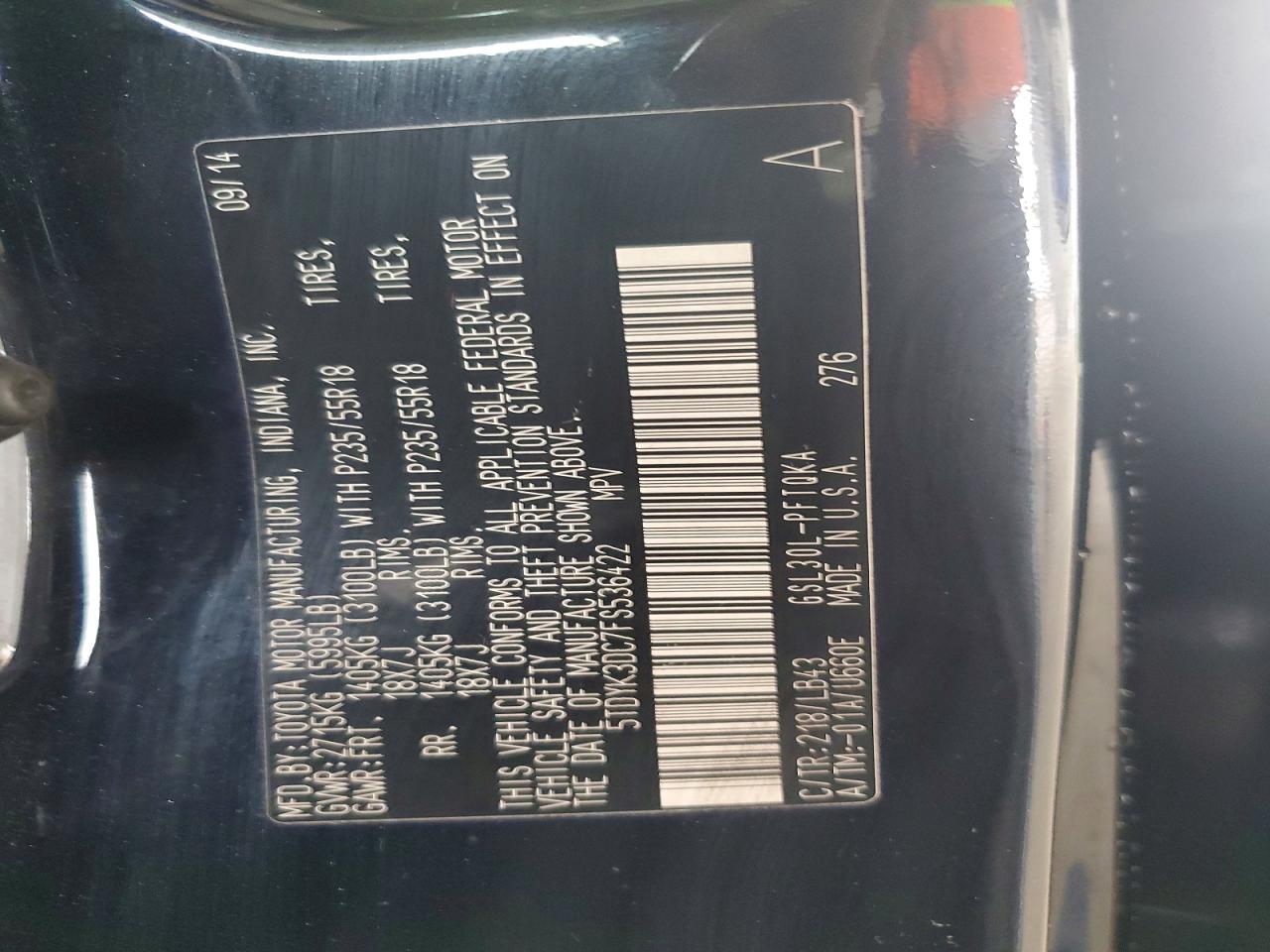 2015 TOYOTA SIENNA LIMITED PREMIUM 7-PASSENGER photo 13