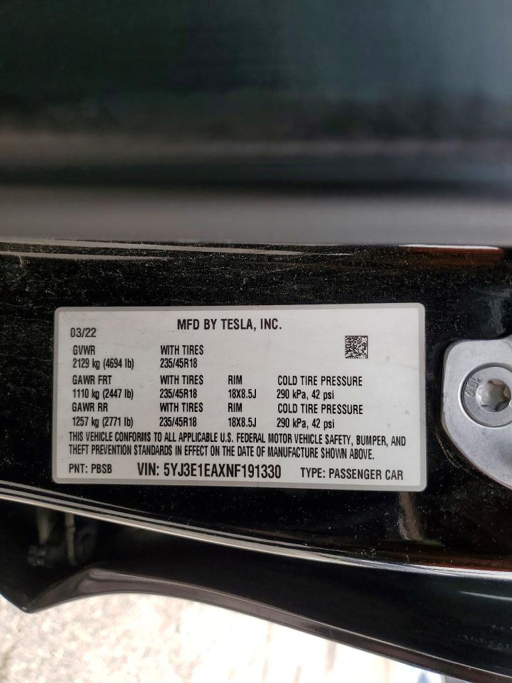2022 TESLA MODEL 3 photo 25