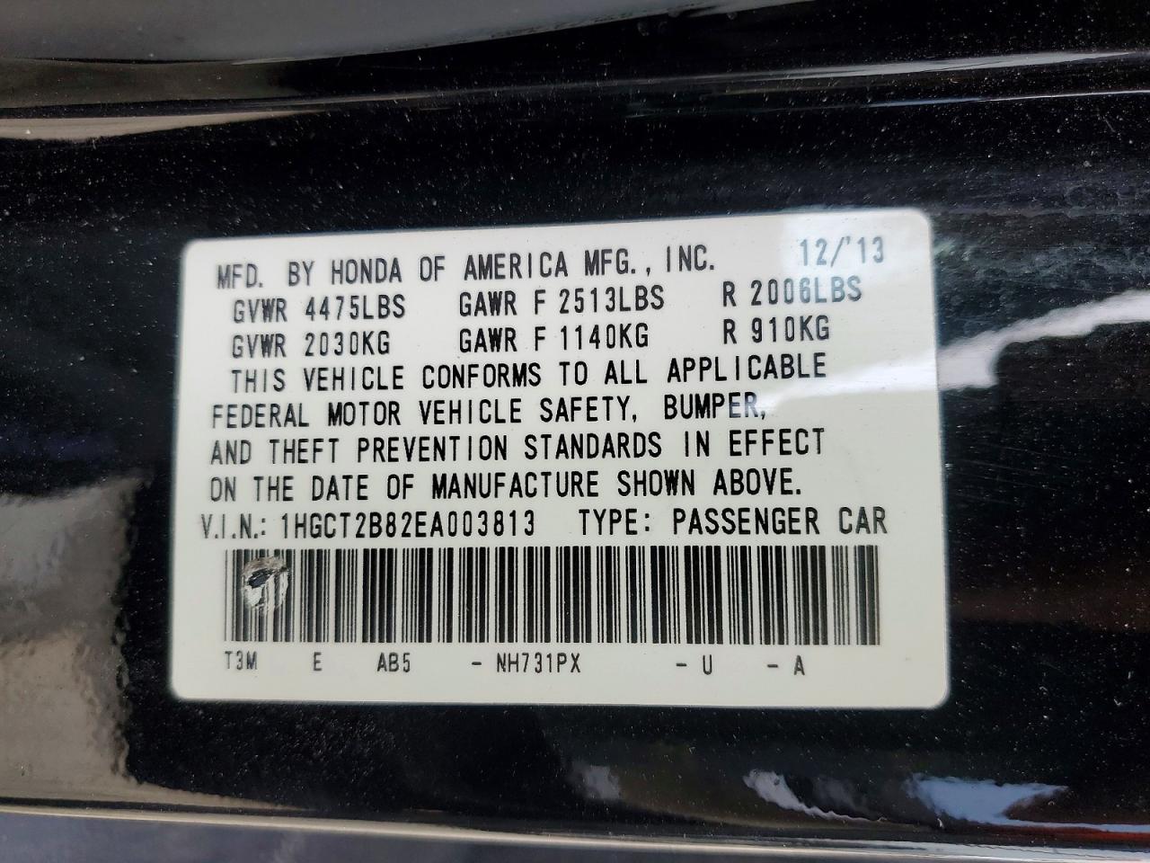 2014 HONDA ACCORD EXL photo 12