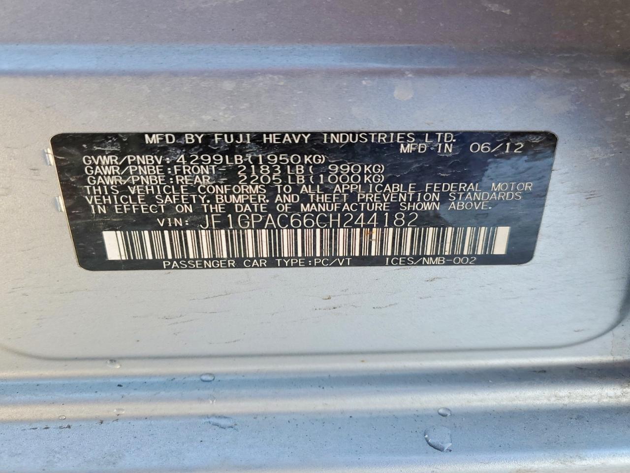 2012 SUBARU IMPREZA PREMIUM photo 12