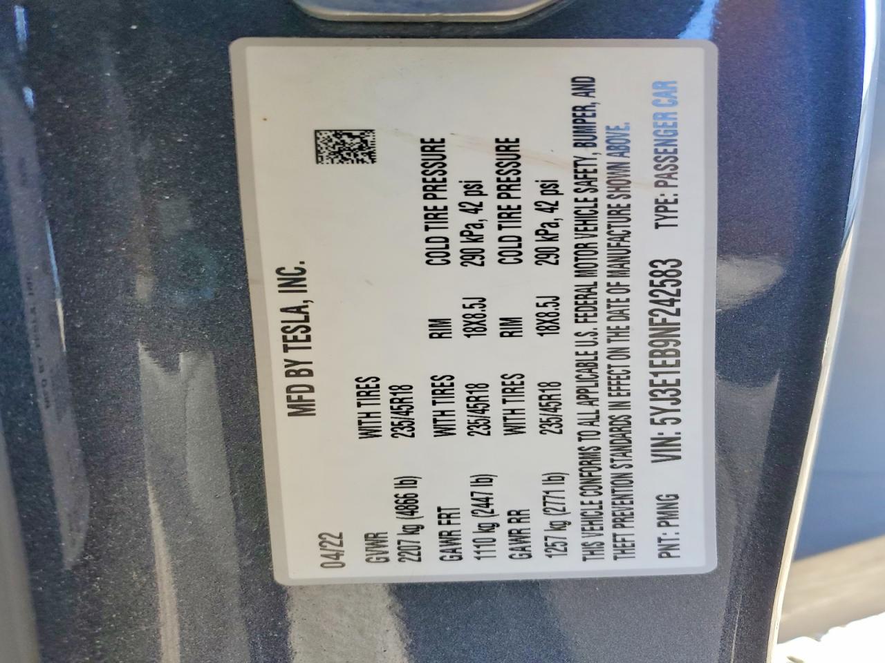 2022 TESLA MODEL 3 photo 23