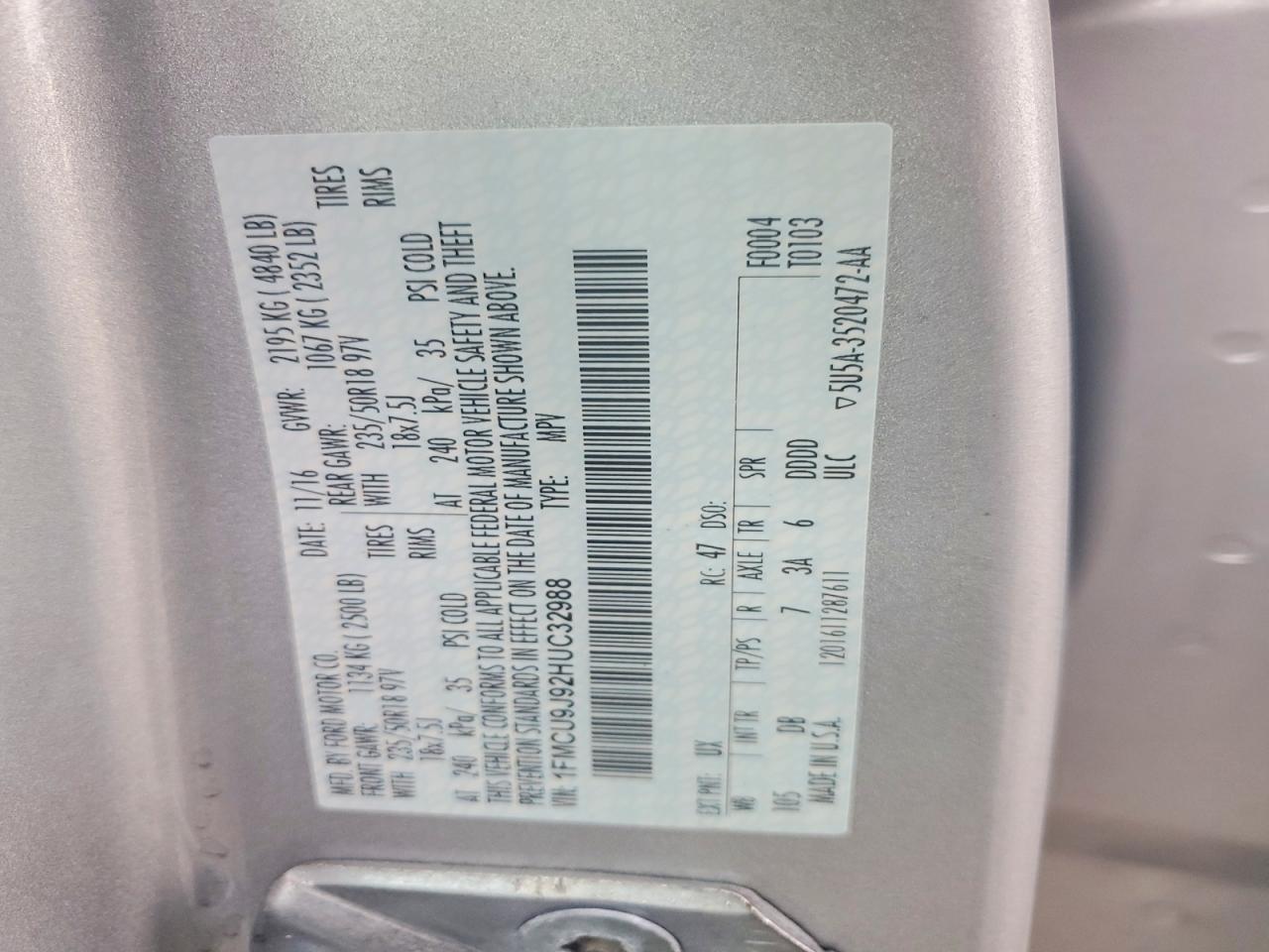 2017 FORD ESCAPE TITANIUM photo 25