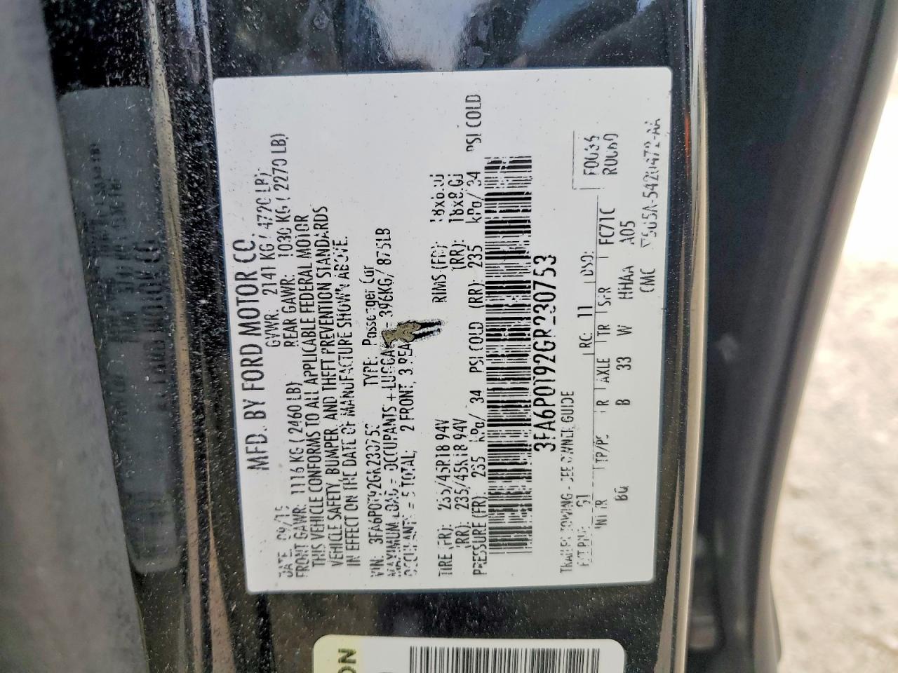 2016 FORD FUSION SE photo 23