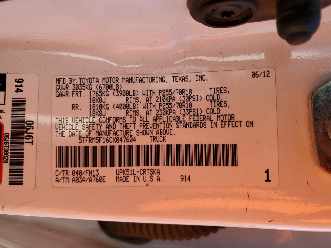 2012 TOYOTA TUNDRA GRADE photo 23