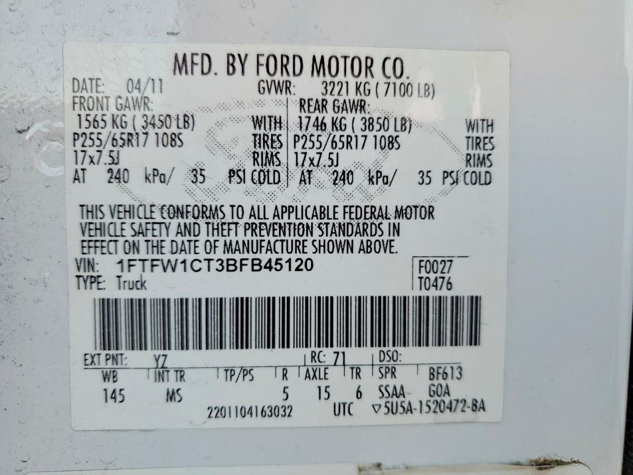 2011 FORD F150 SUPERCREW photo 12