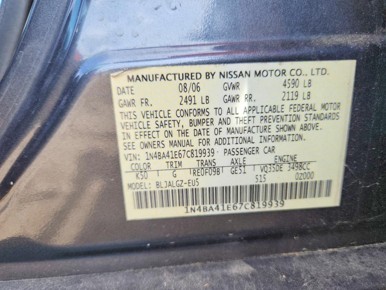 2007 NISSAN MAXIMA 3.5 SE photo 12