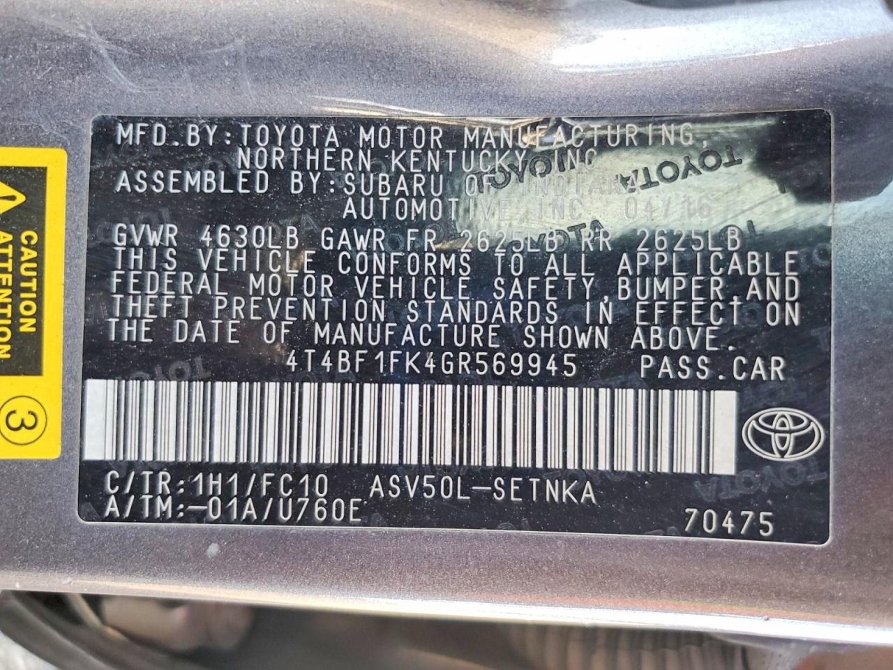 2016 TOYOTA CAMRY LE photo 12