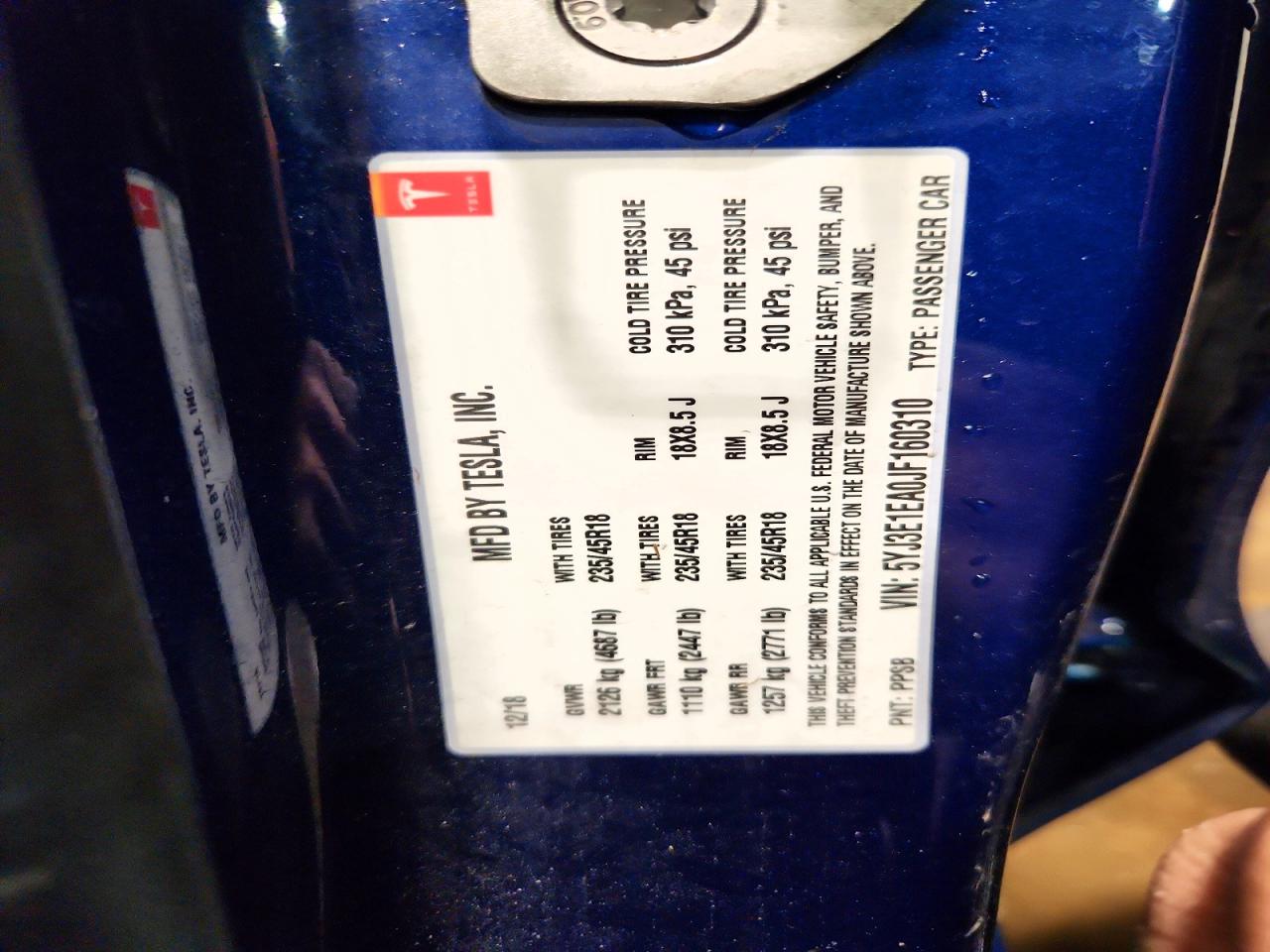 2018 TESLA MODEL 3 photo 34