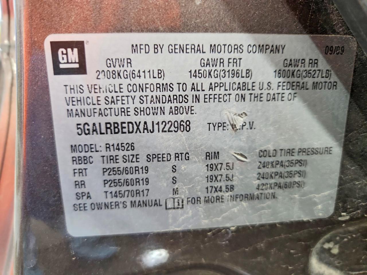 2010 BUICK ENCLAVE CXL photo 25