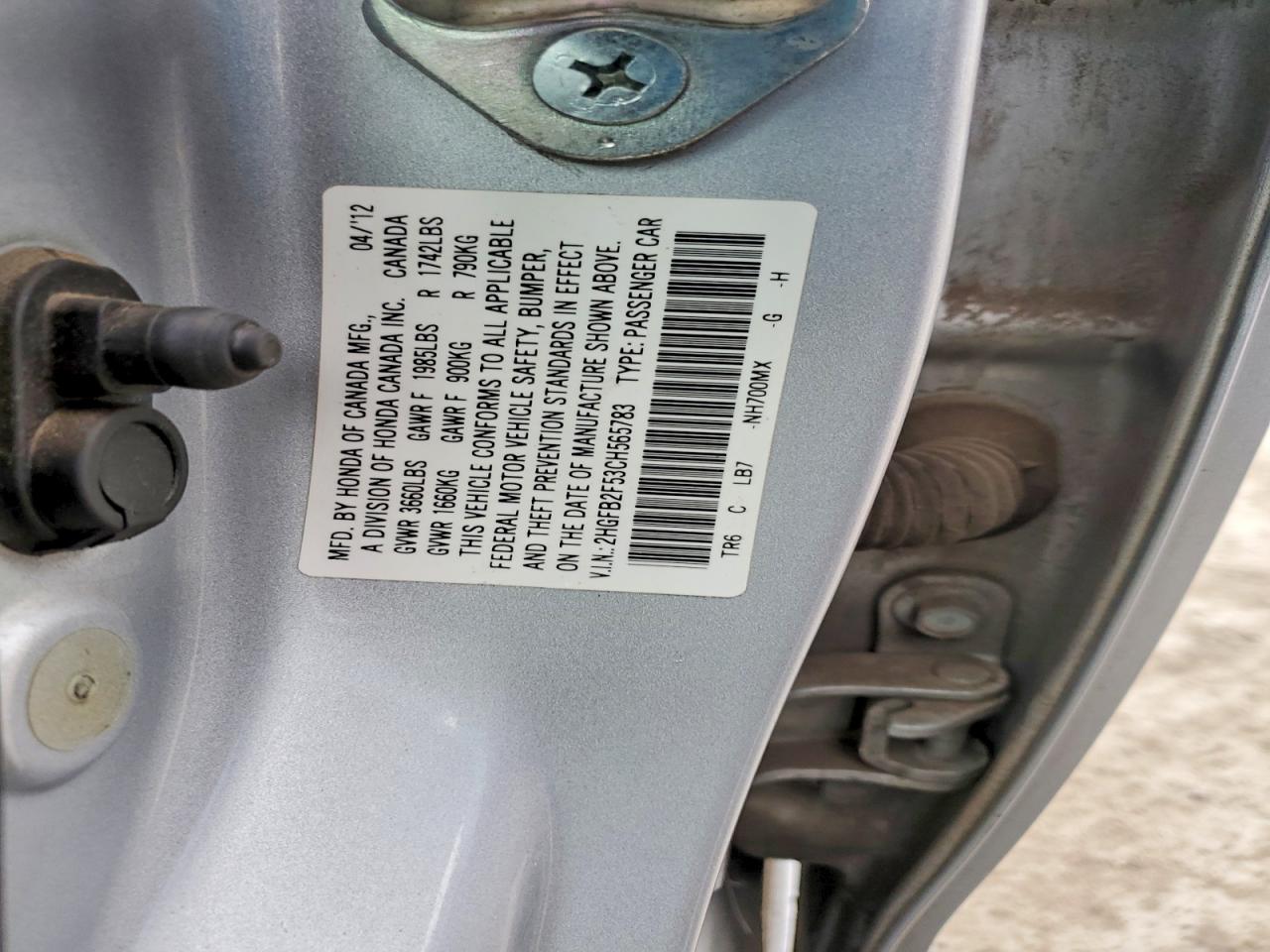 2012 HONDA CIVIC LX photo 23