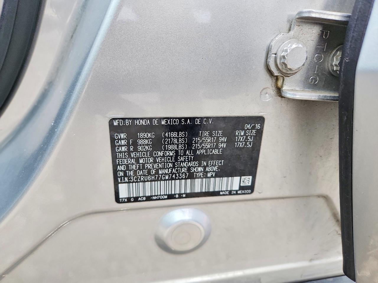 2016 HONDA HR-V EXL photo 34