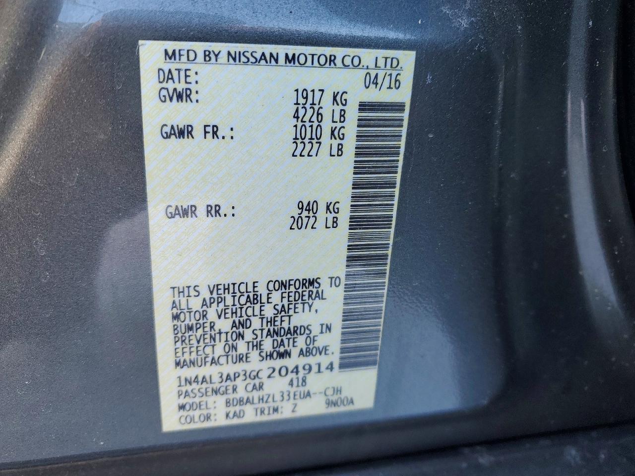 2016 NISSAN ALTIMA 2.5 SR photo 25