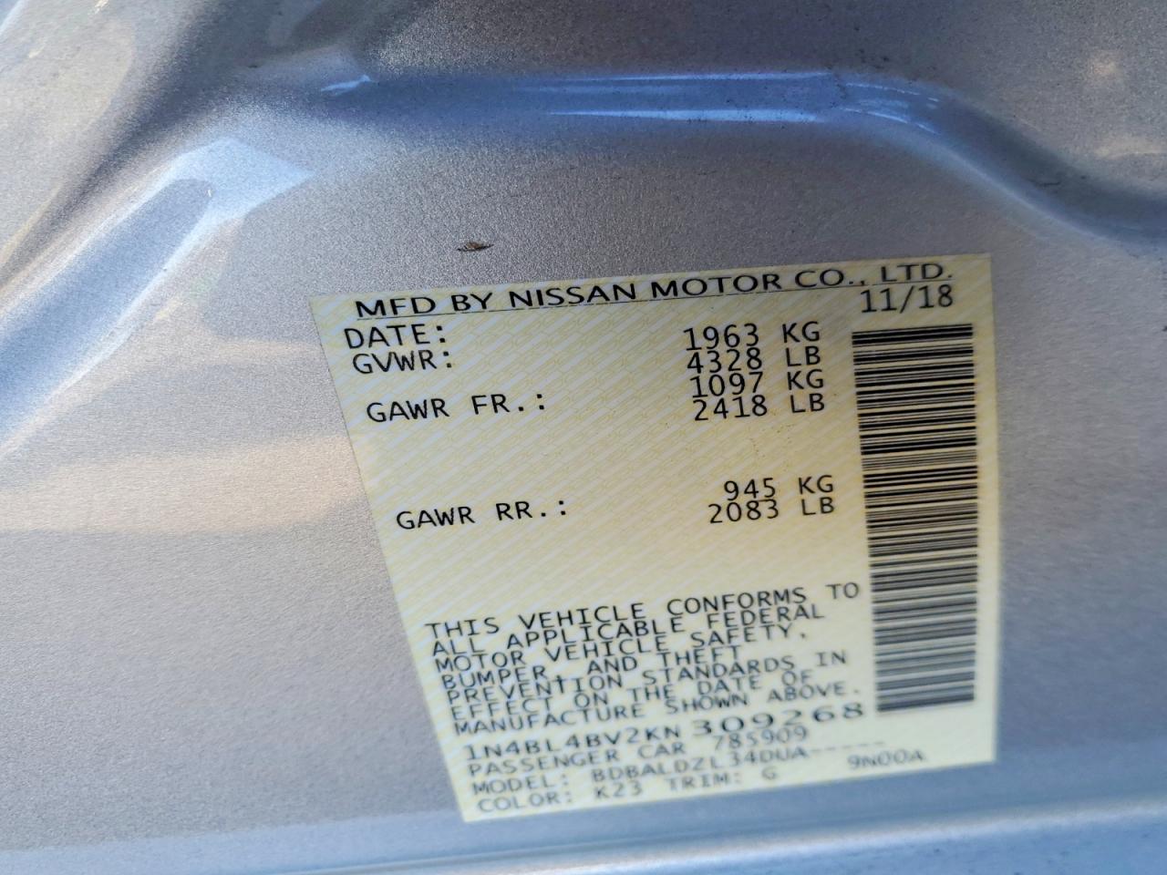 2019 NISSAN ALTIMA 2.5 S photo 23
