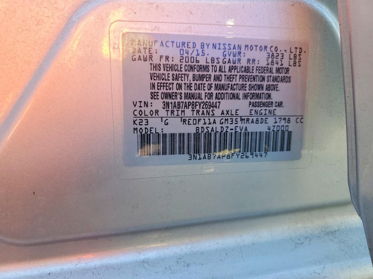 2015 NISSAN SENTRA SV photo 34