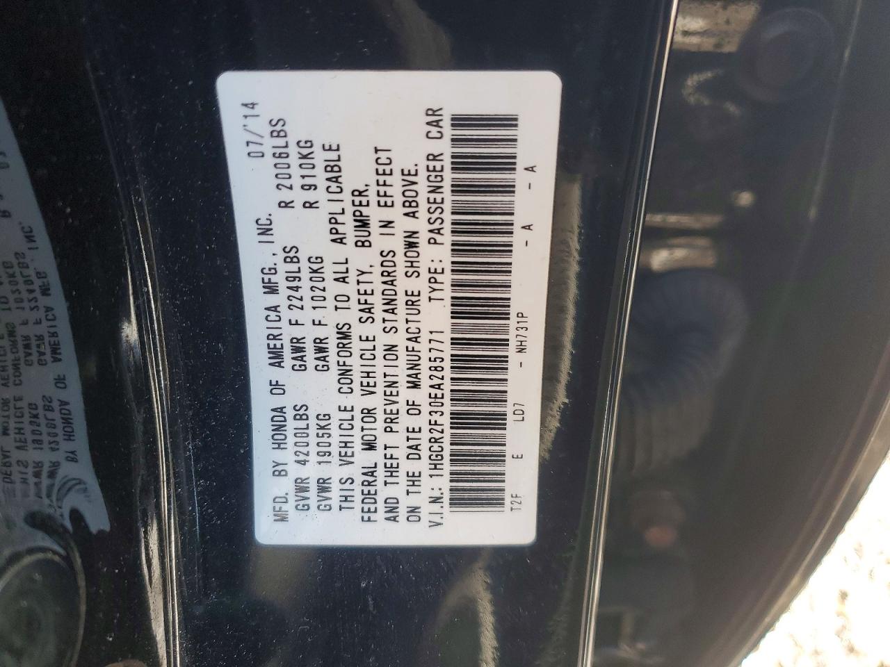 2014 HONDA ACCORD LX photo 13