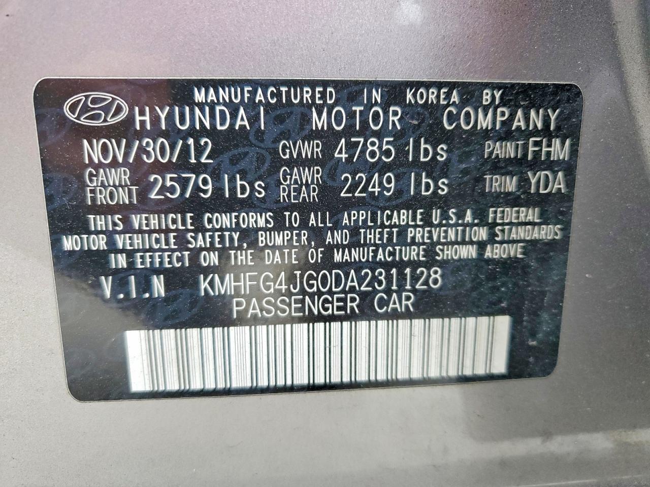 2013 HYUNDAI AZERA BASE photo 34