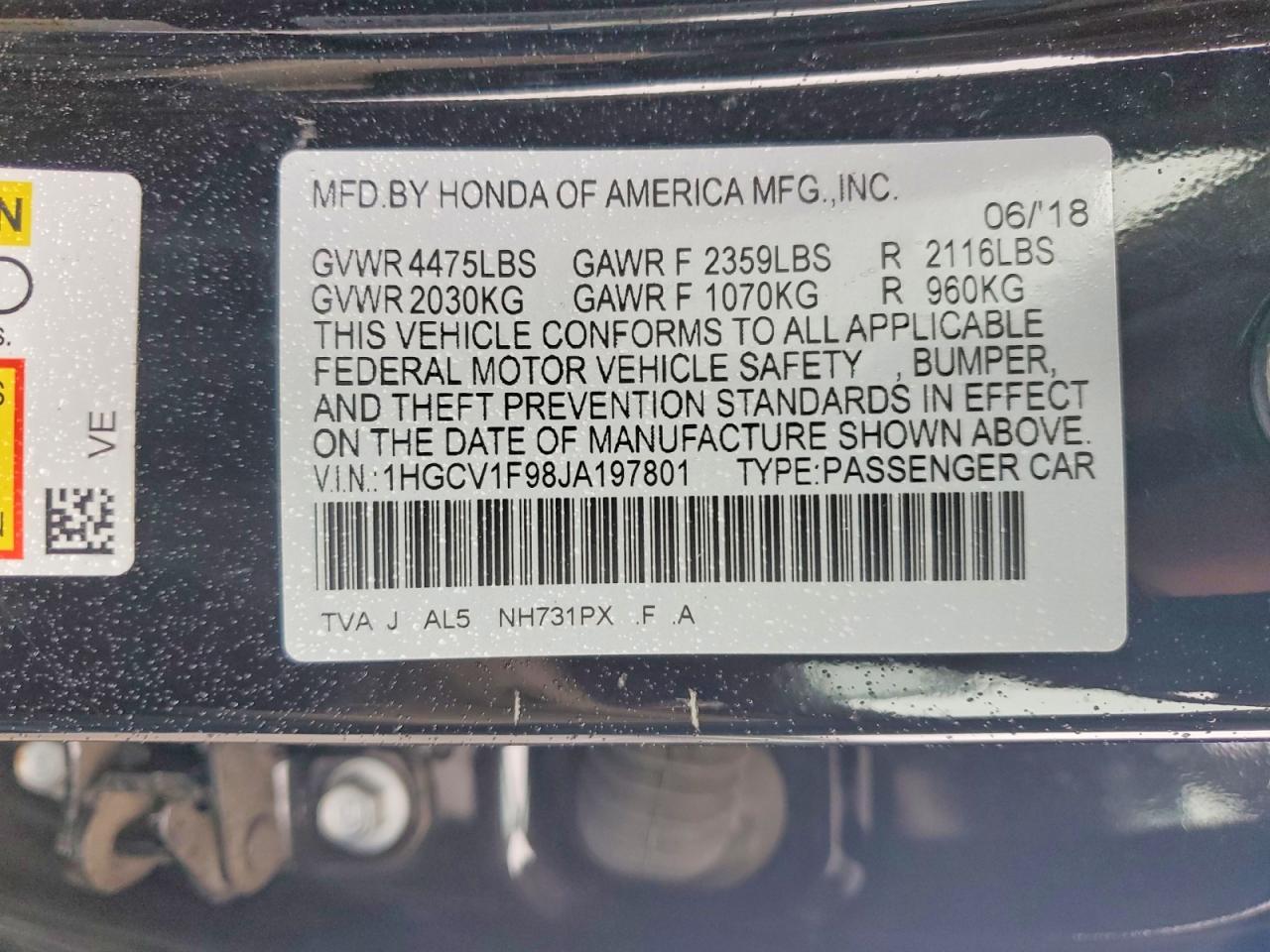 2018 HONDA ACCORD TOURING photo 23