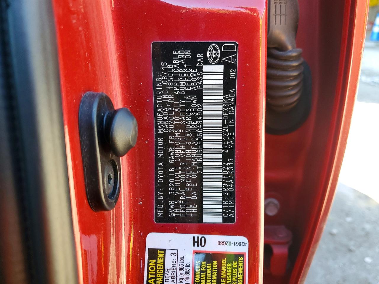 2016 TOYOTA COROLLA S PLUS photo 12