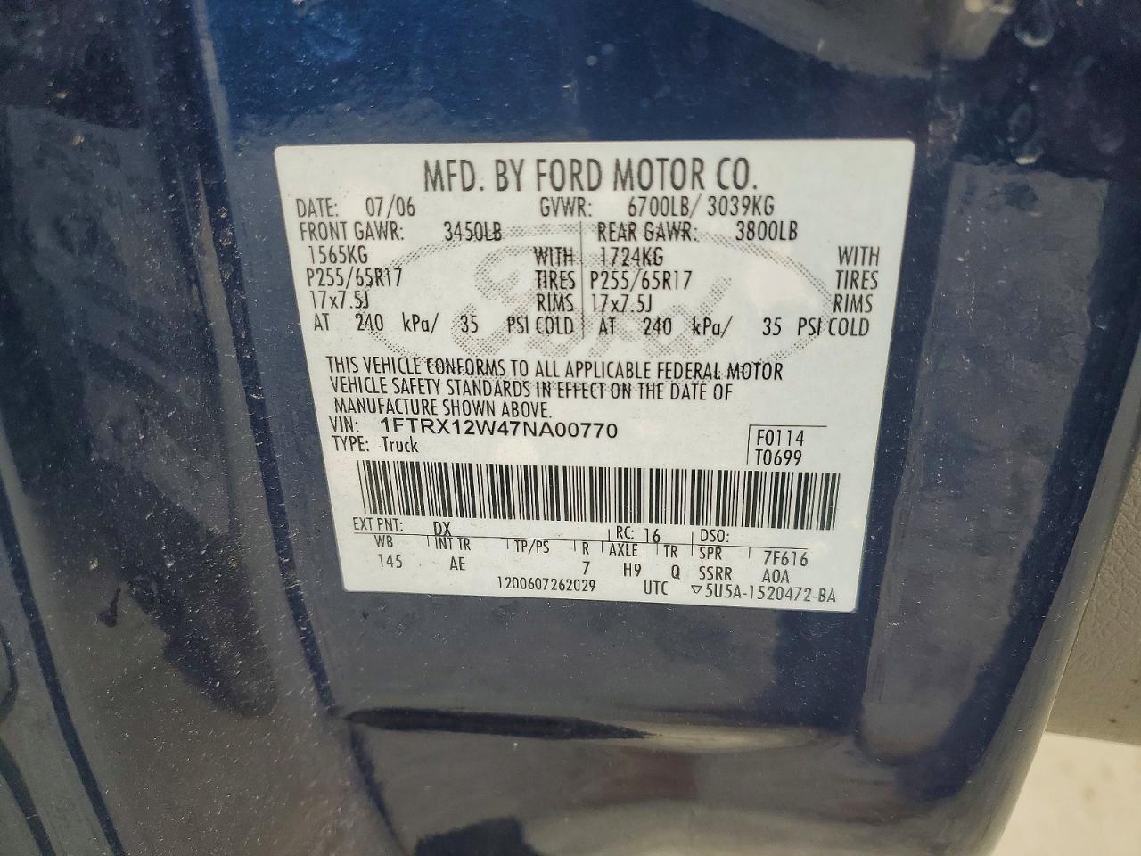 2007 FORD F150 photo 12