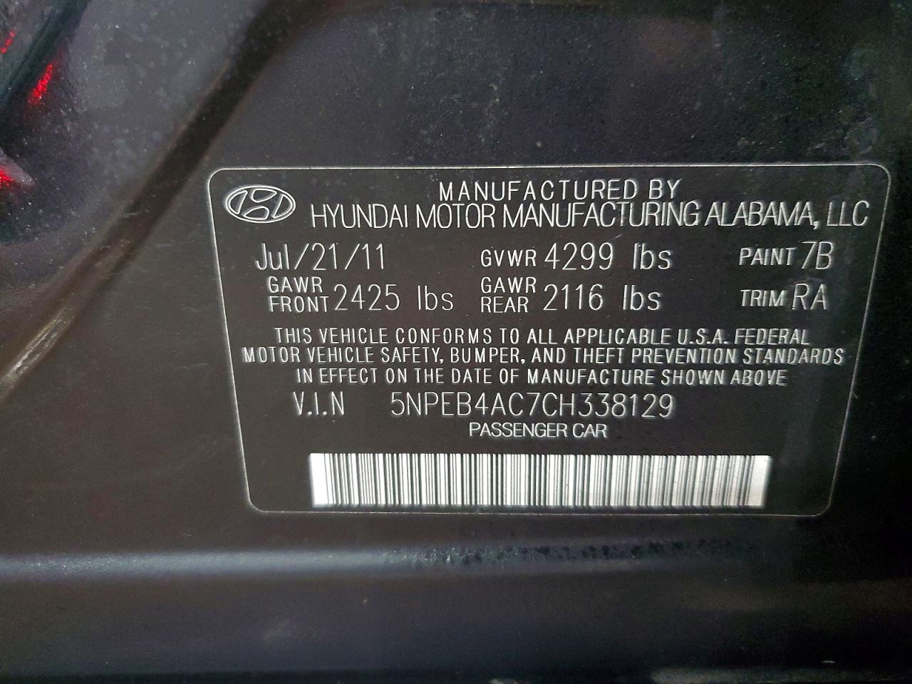 2012 HYUNDAI SONATA GLS photo 12